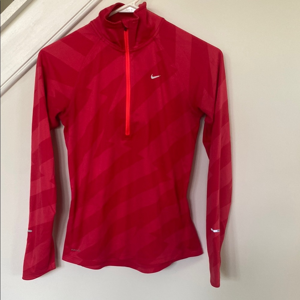 Nike Red Striped Long Sleeve Top